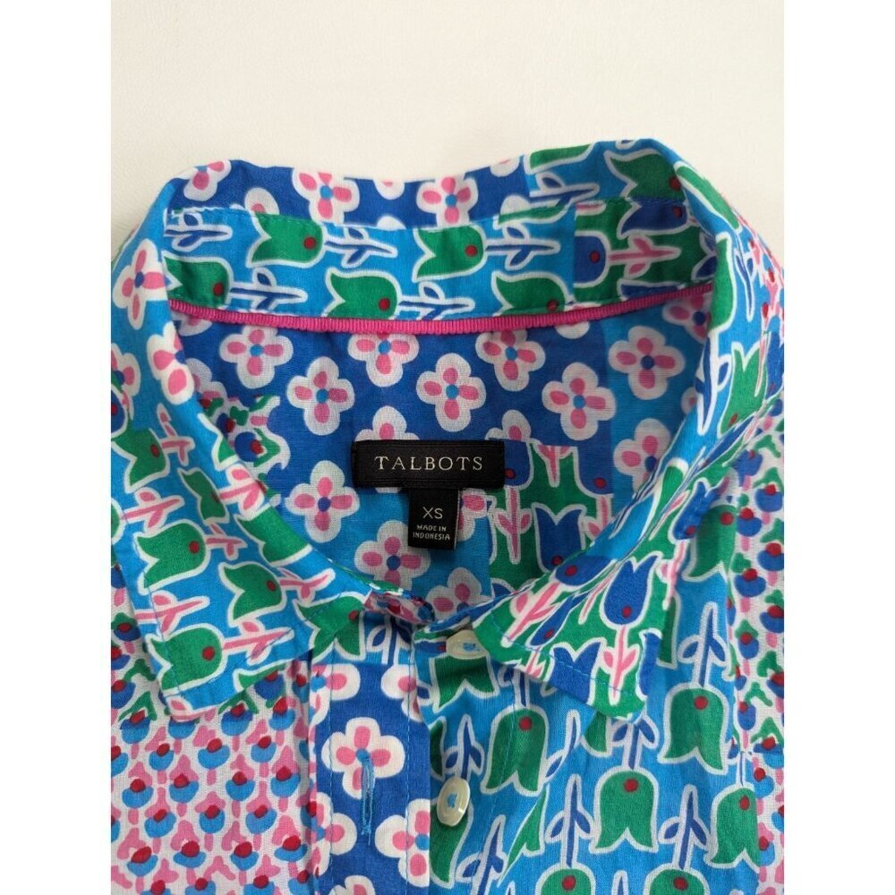 Talbots Tulip Patchwork Button Down Cotton Shirt … - image 4